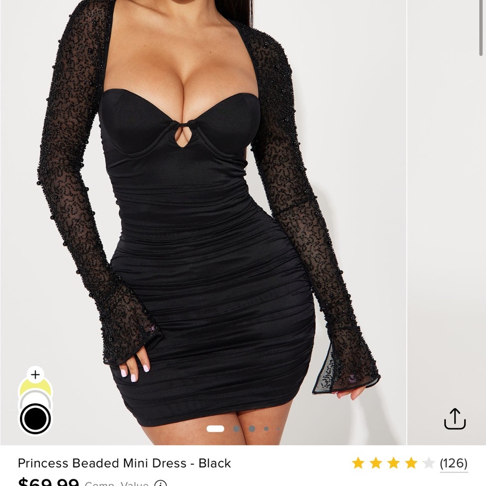 Elegant Black Beaded Mini Dress